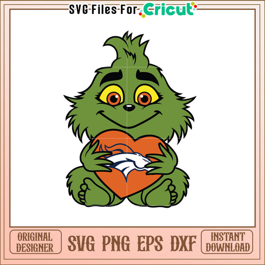 Cheerful Grinch SVG Design for Denver Broncos Fans