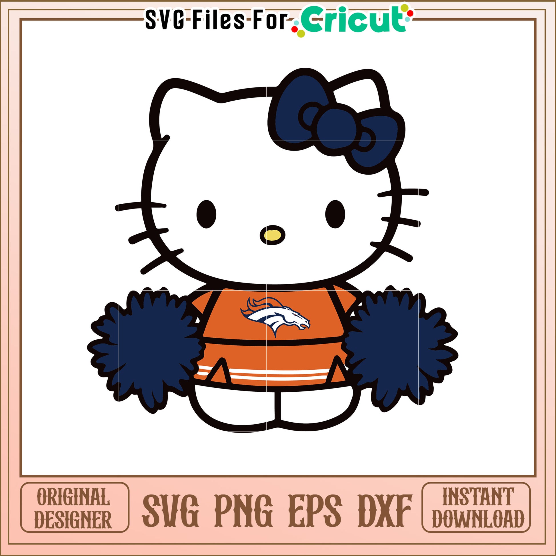 Cheerful Hello Kitty Denver Broncos SVG Design