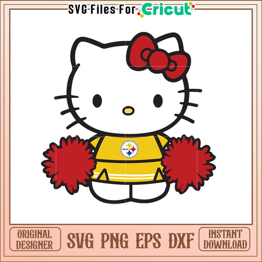 Cheerful Hello Kitty Steelers SVG Design for Fans