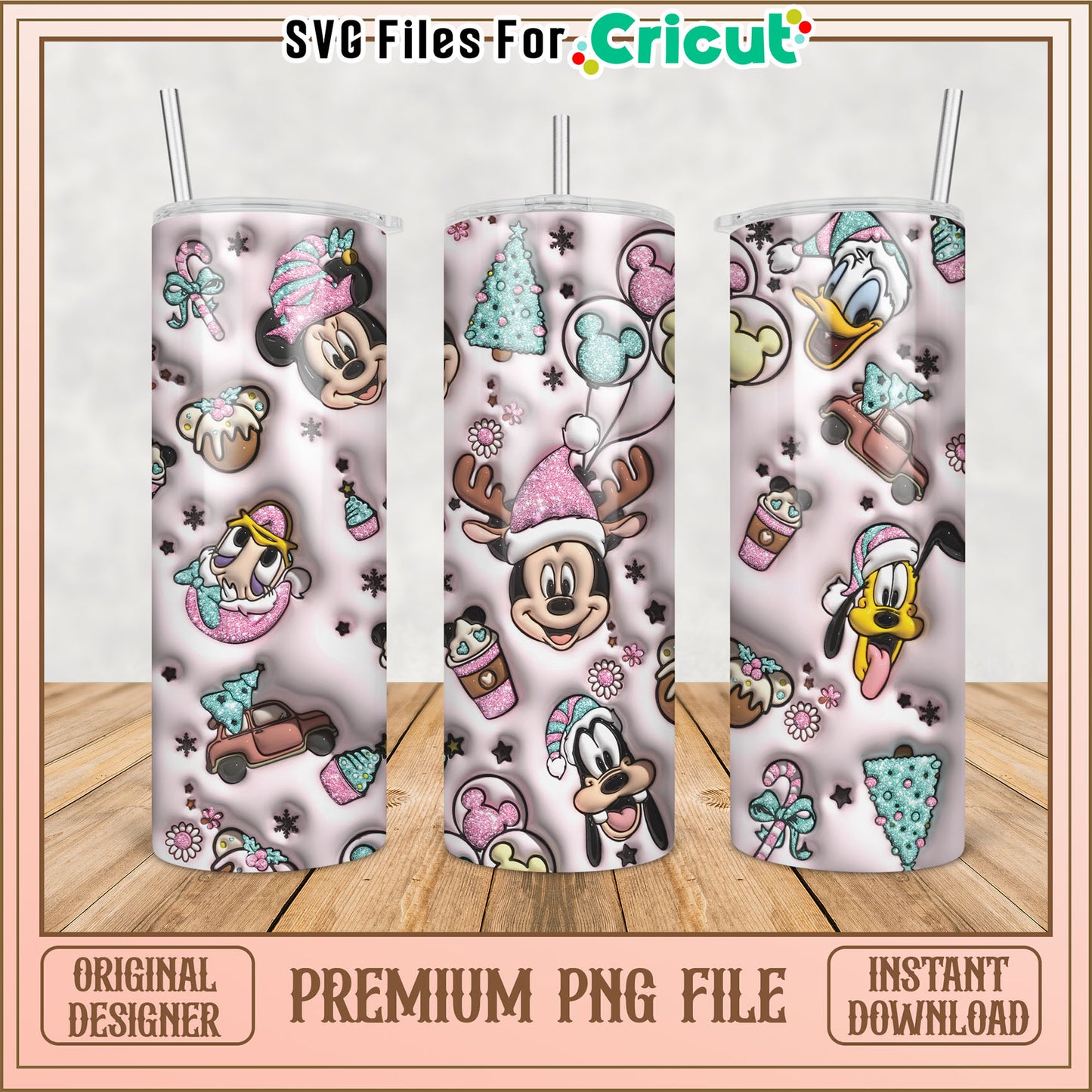 Cheerful Mickey and Friends Tumbler PNG Design for Instant Download