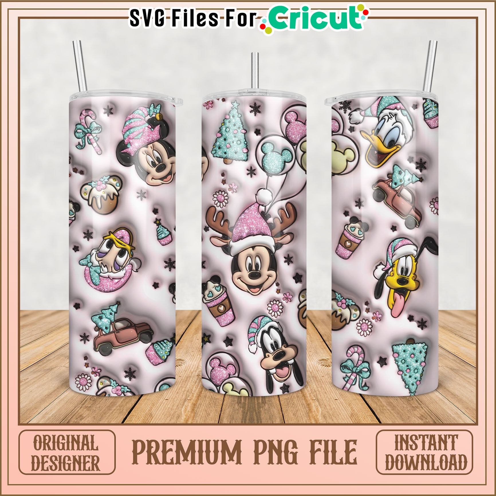 Cheerful Mickey and Friends Tumbler PNG Design for Instant Download