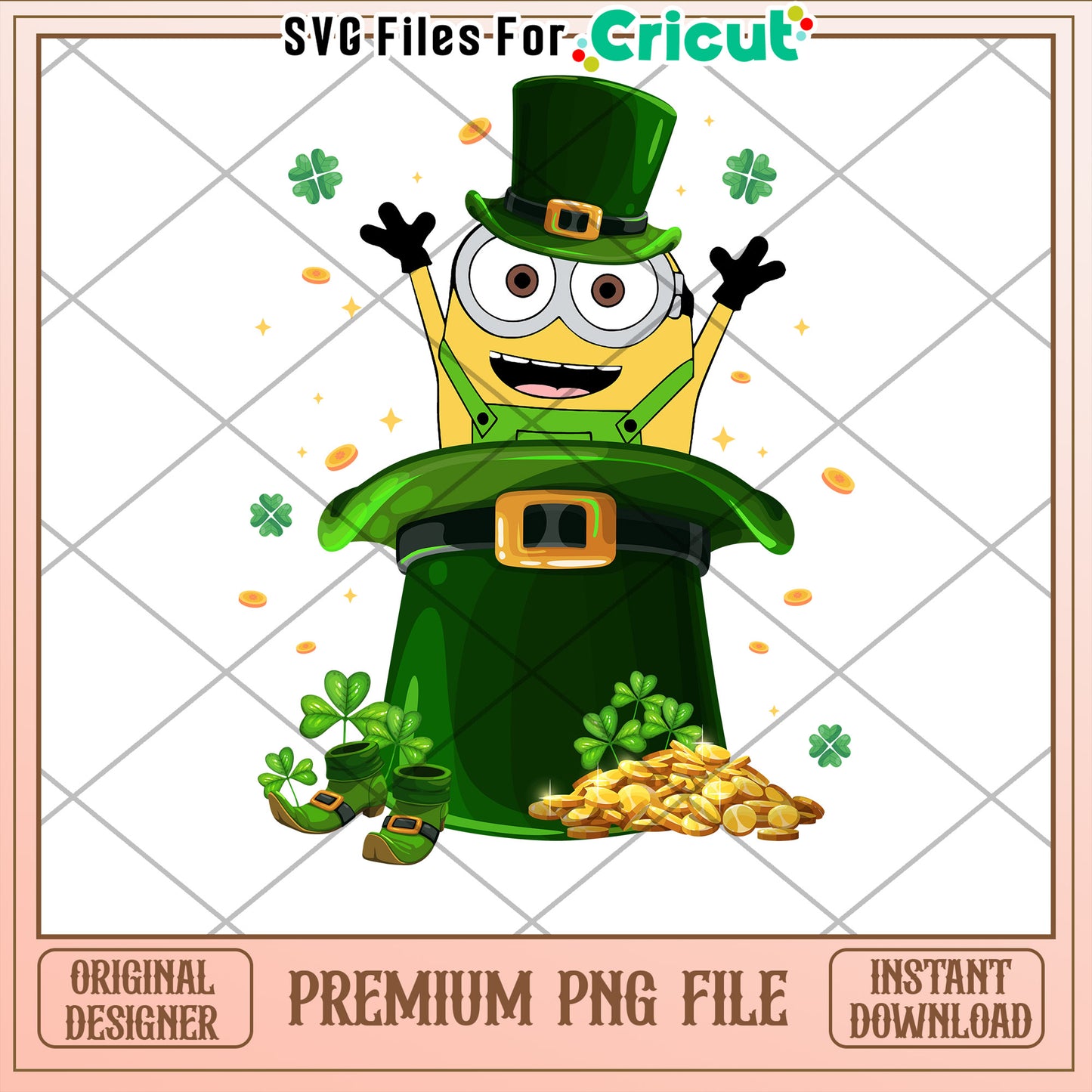 Cheerful Minion in Leprechaun Hat PNG for Cricut Crafts