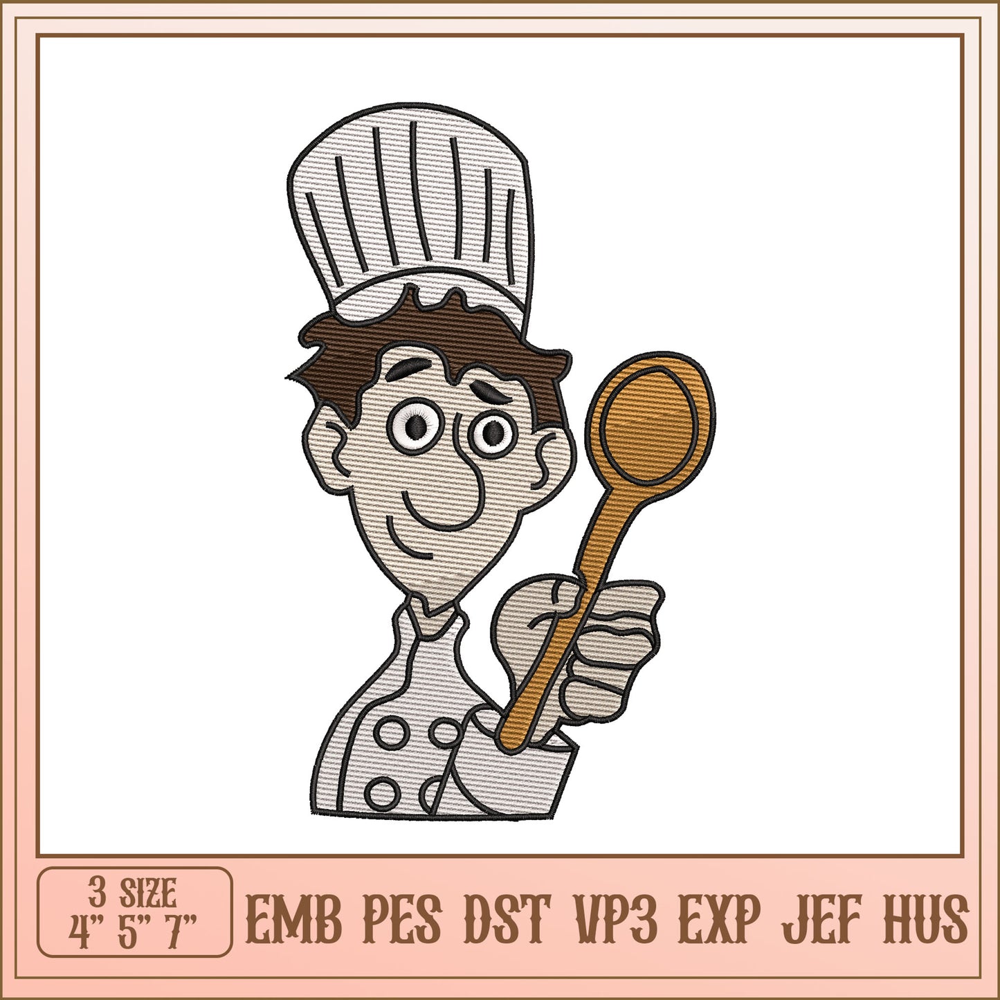 Chef Embroidery Design - 3 Sizes