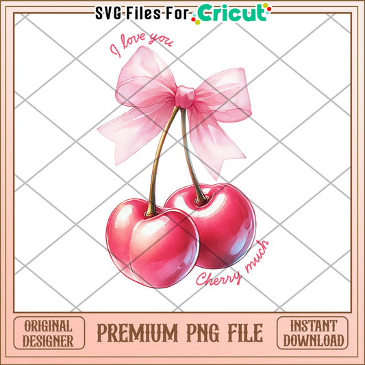 Cherries Bow PNG Clipart Instant Download
