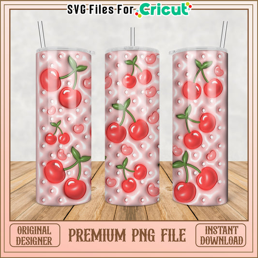 Cherry Pattern Tumbler PNG File for Cricut Craft Projects Download