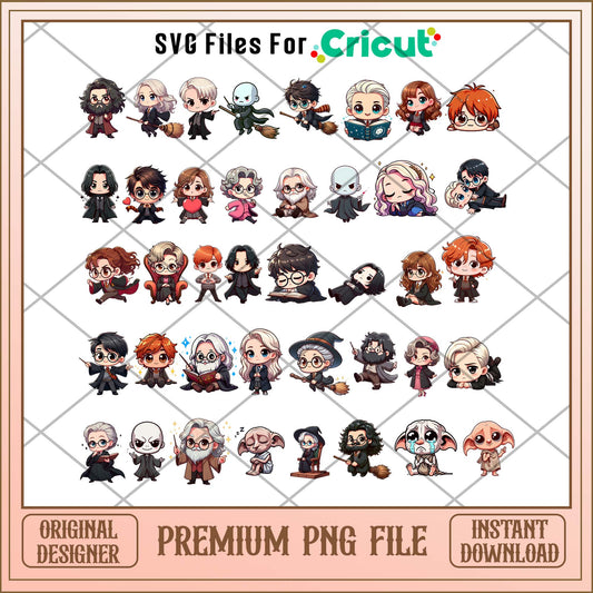 Harry Potter Chibi png bundle, Harry Potter chibi movies bundle