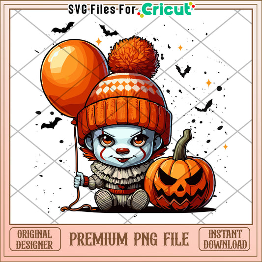Chibi pennywise png, killers characters png, halloween pumpkin png