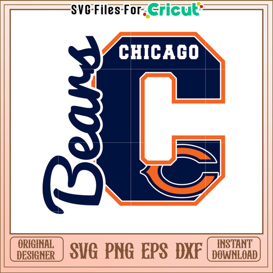 Chicago Bears C Letter SVG Design for Fans