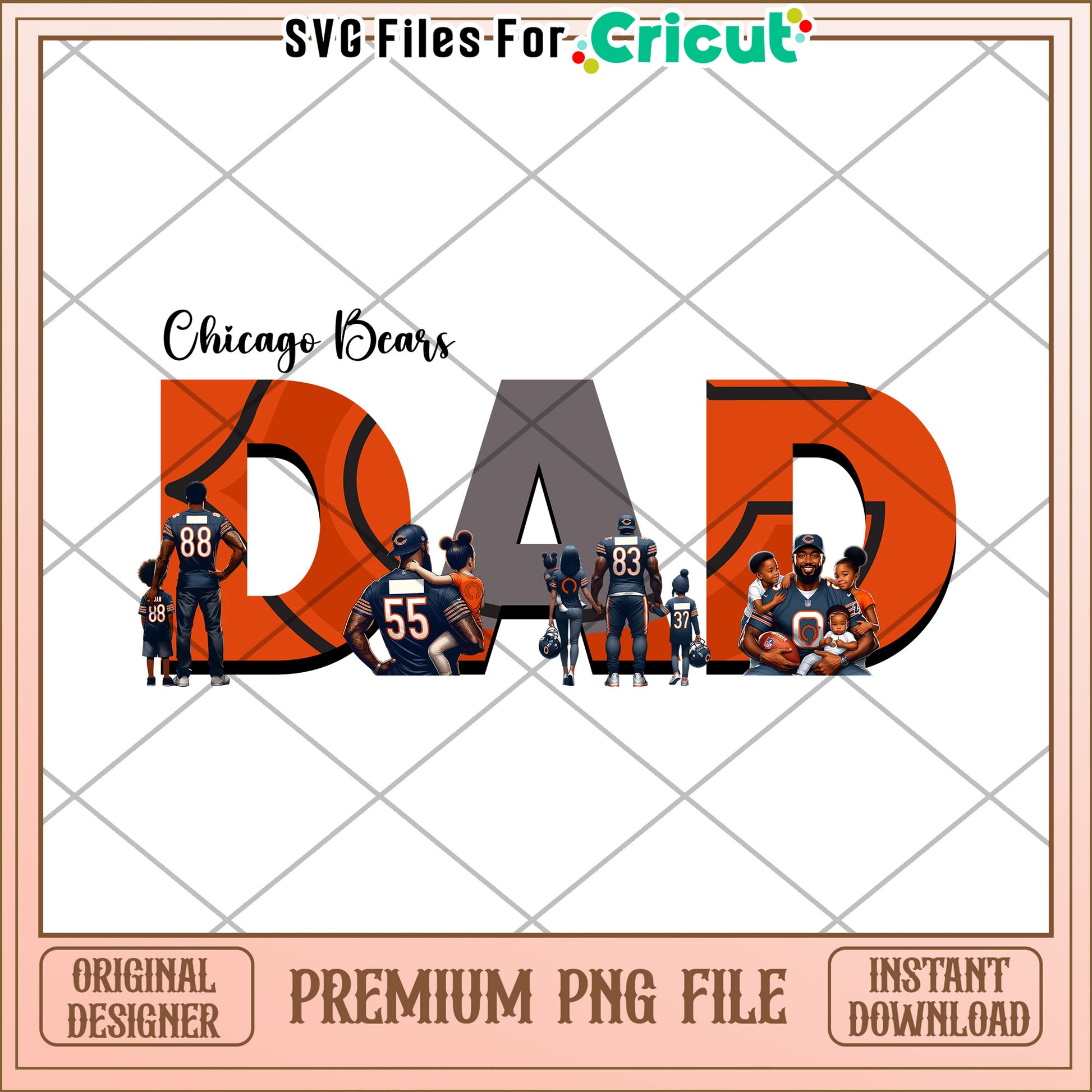 Chicago Bears Dad Design for Cricut, Premium Instant Download PNG