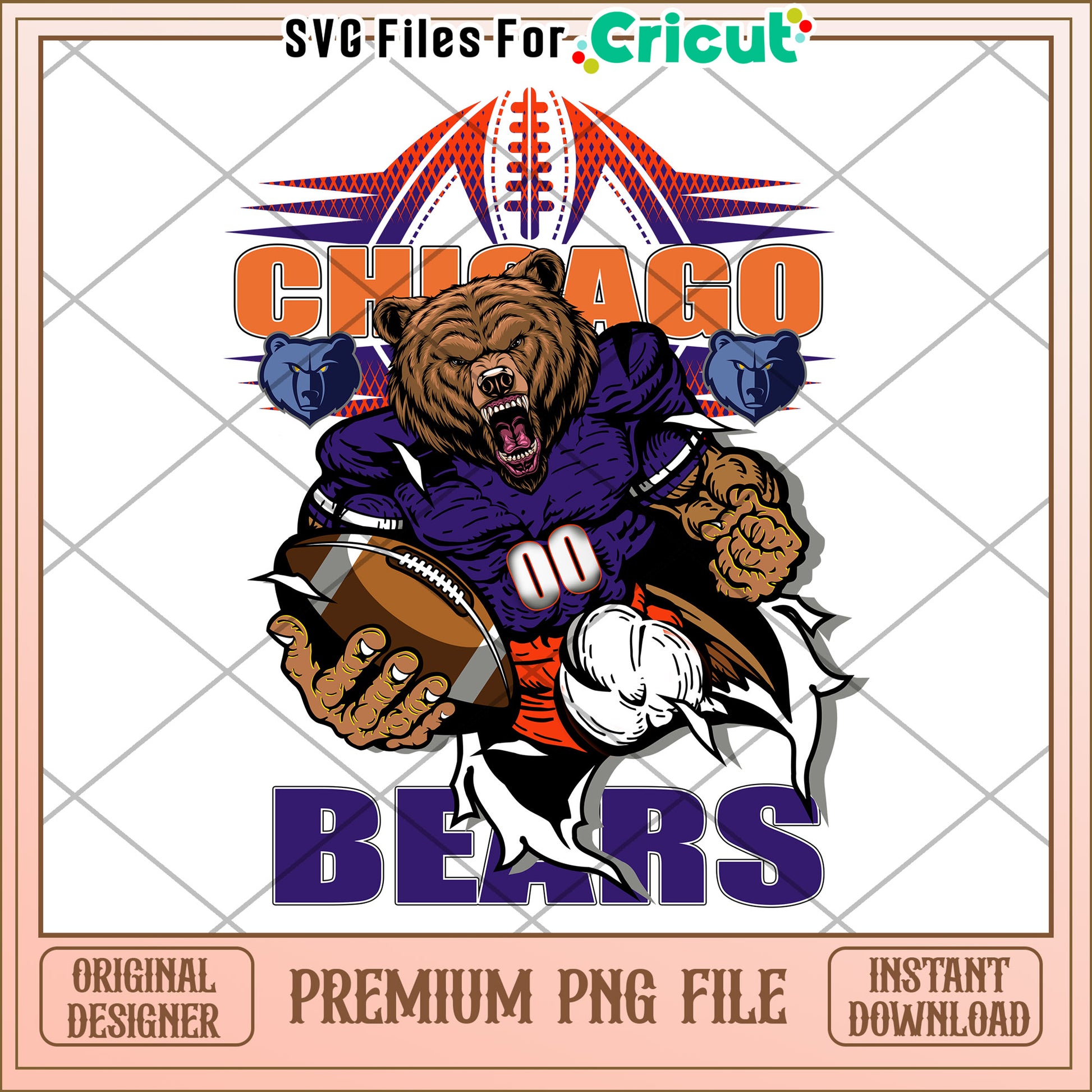 Chicago Bears Football PNG File for Cricut, Original Designer Instant Download