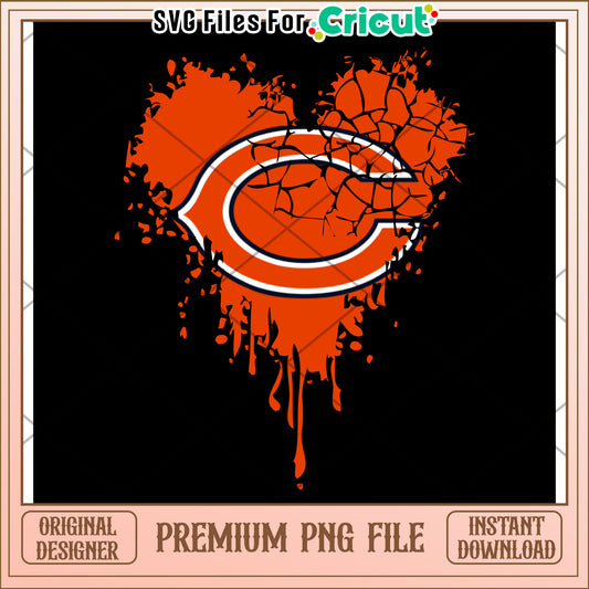 Chicago Bears Heart Design PNG File, Perfect for Cricut Projects