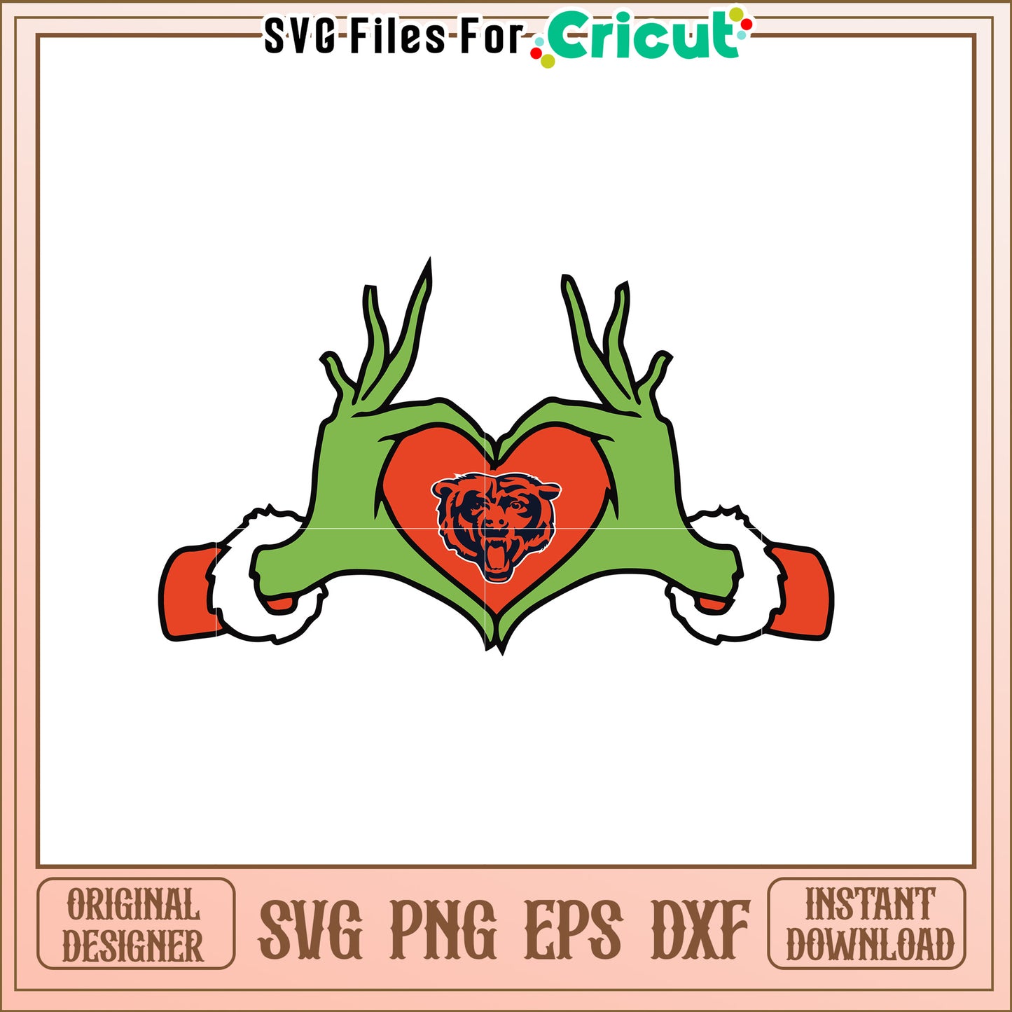 Chicago Bears Heart SVG Design