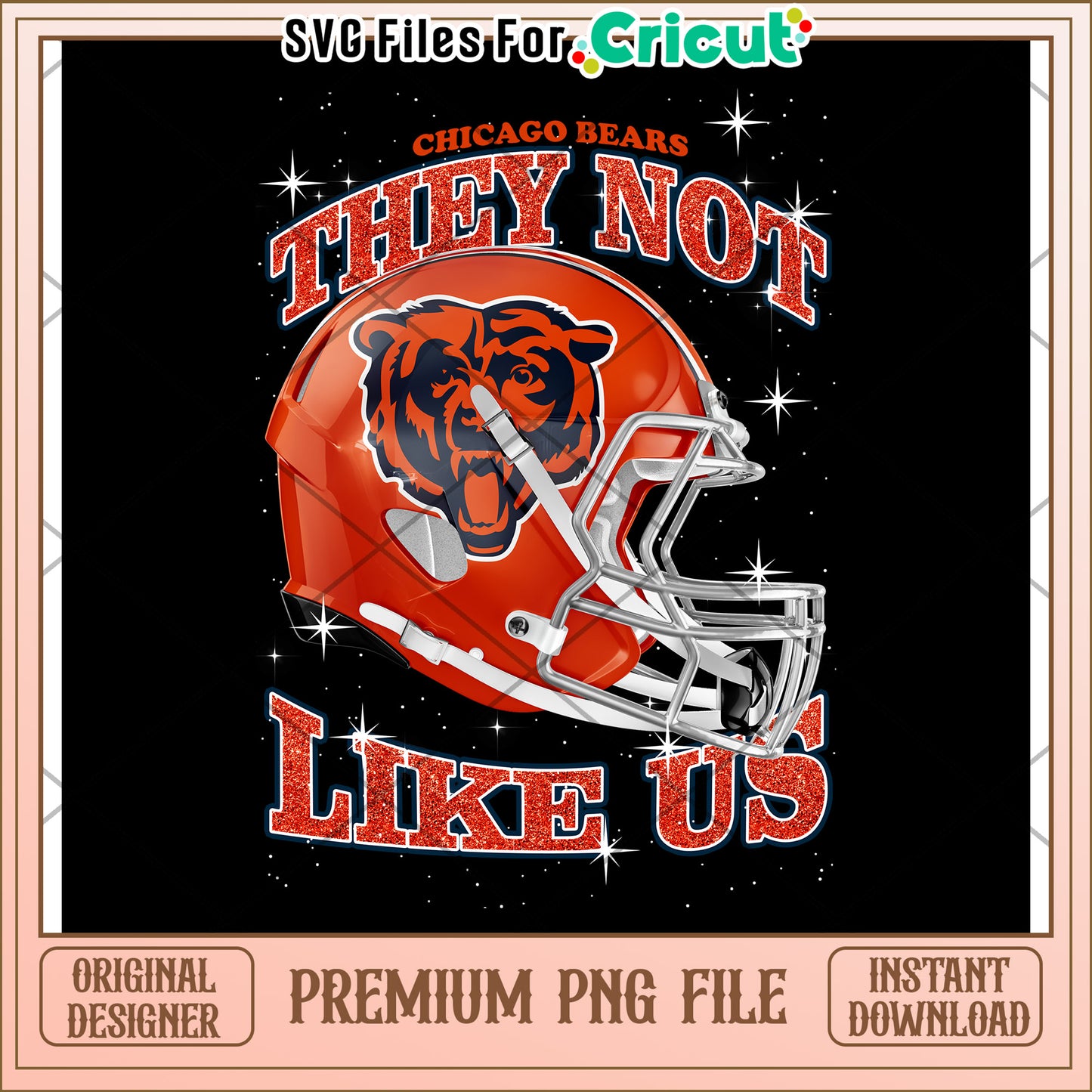 Chicago Bears Helmet Design with Quote, Premium PNG File Download