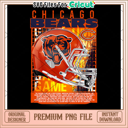 Chicago Bears Helmet PNG Design for Cricut, Premium Download File