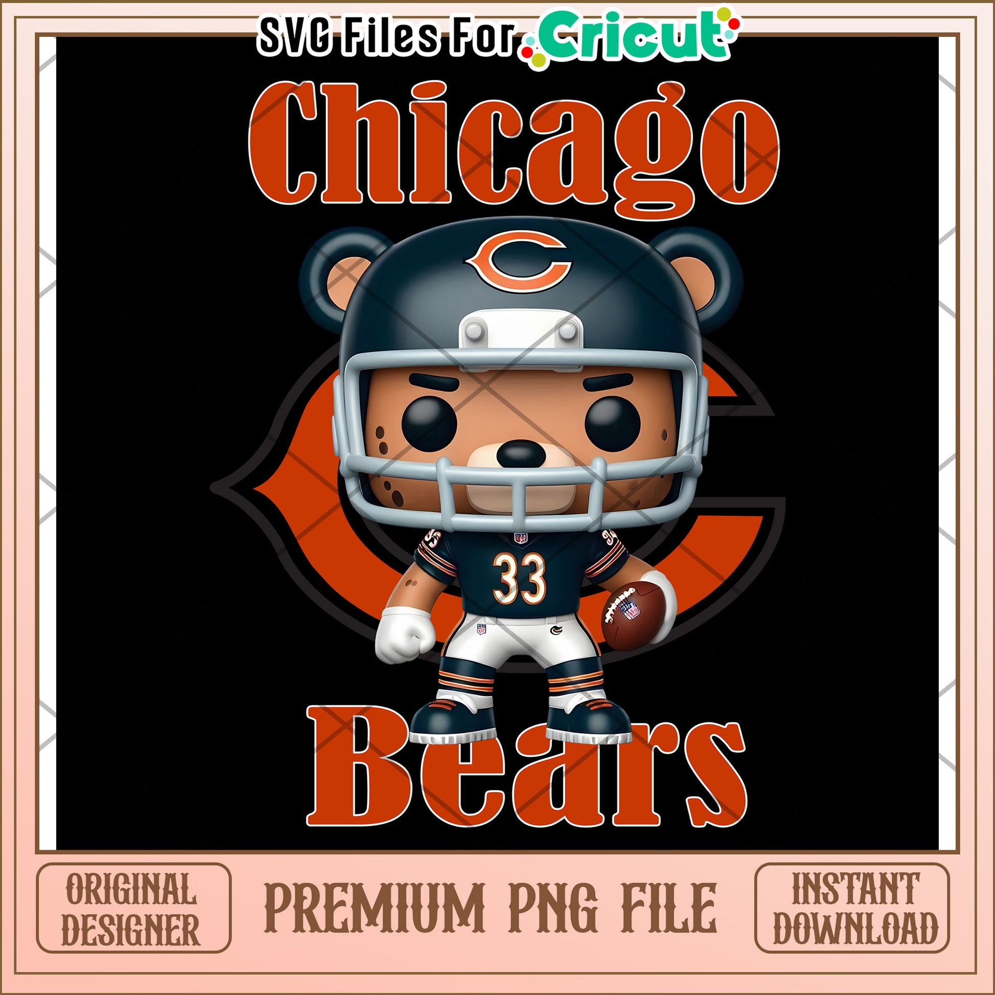 Chicago Bears PNG Design, Cute Sports Bear for Cricut Projects