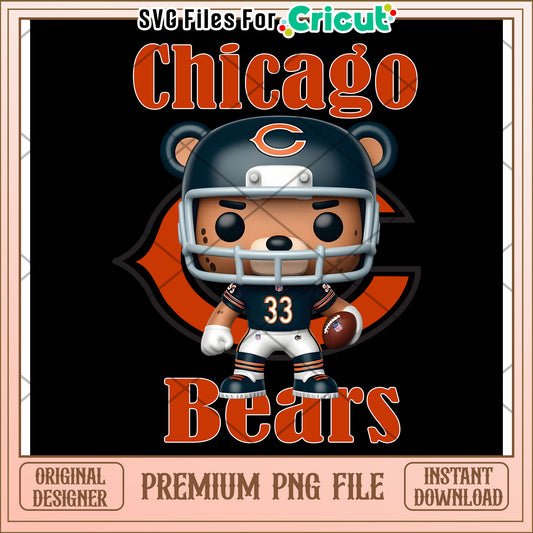 Chicago Bears PNG Design, Cute Sports Bear for Cricut Projects