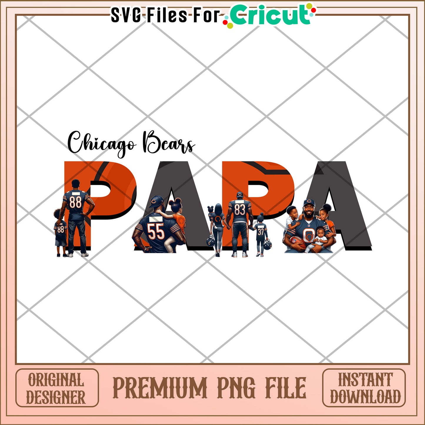 Chicago Bears Papa Design, Premium PNG File for Cricut Crafting