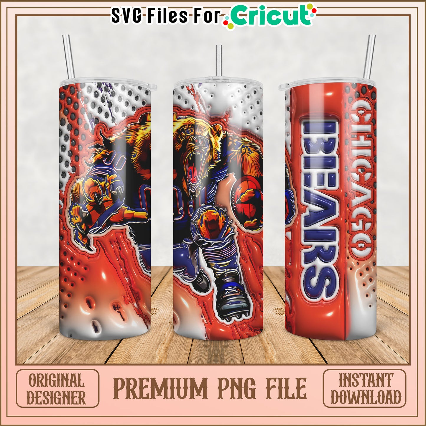 Chicago Bears Tumbler PNG Design