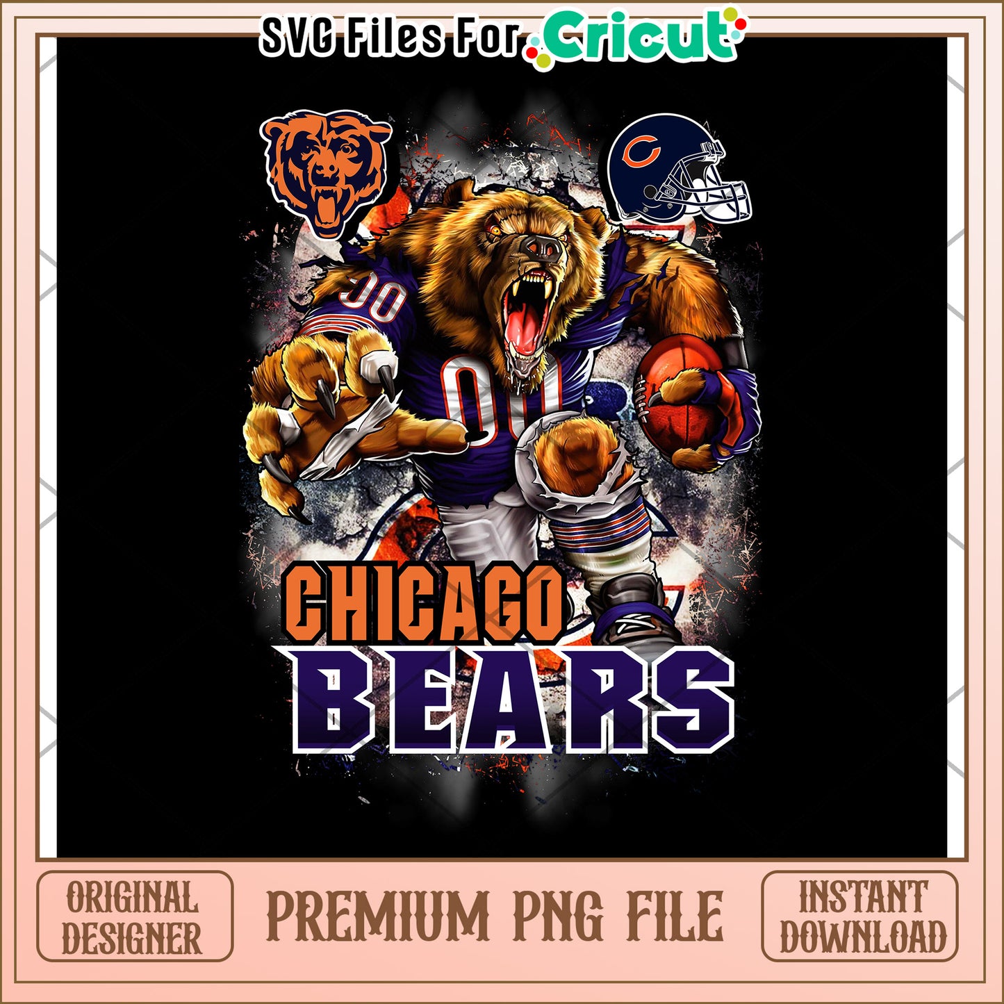 Chicago Bears design featuring a fierce lion, perfect for fans