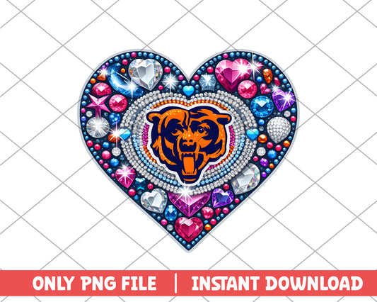 Chicago Bears in heart png, Chicago Bears png