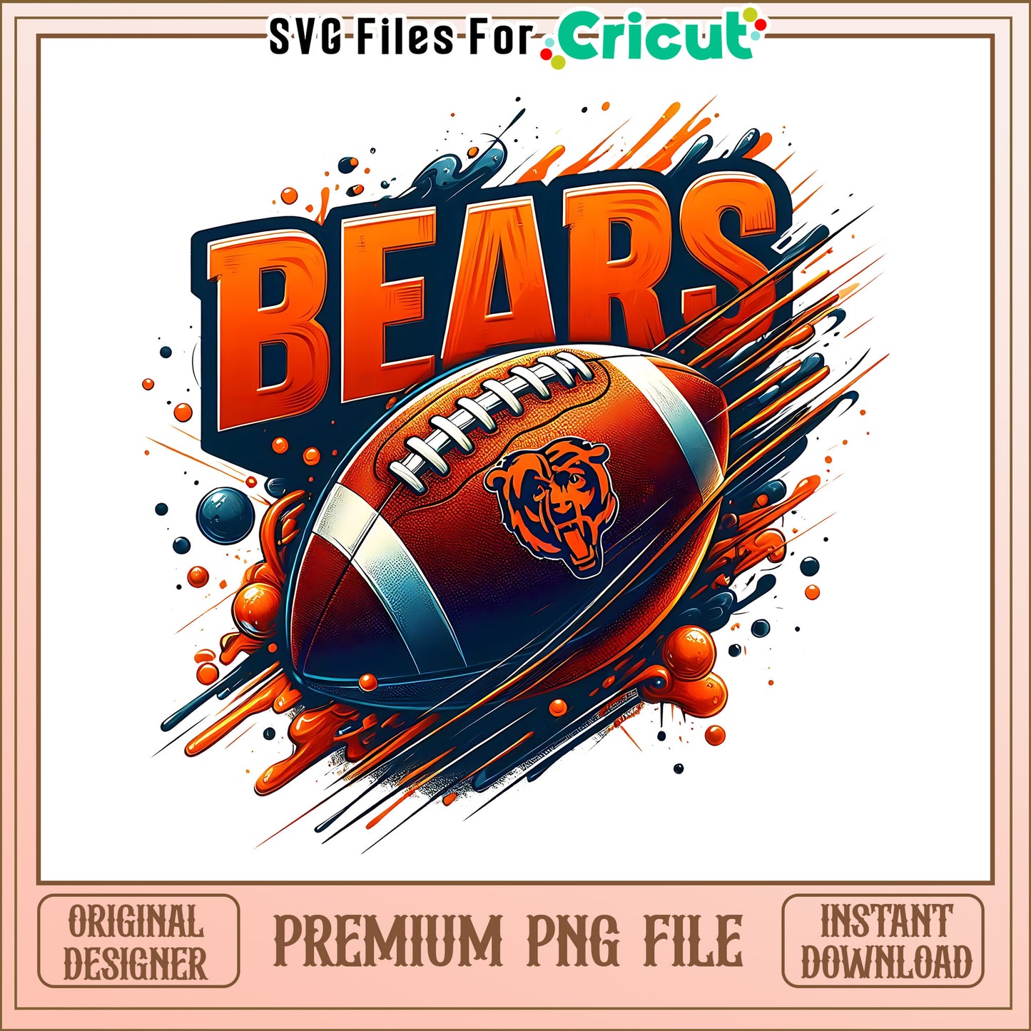 Chicago Bears logo rugby ball png, Chicago Bears png, NFL png