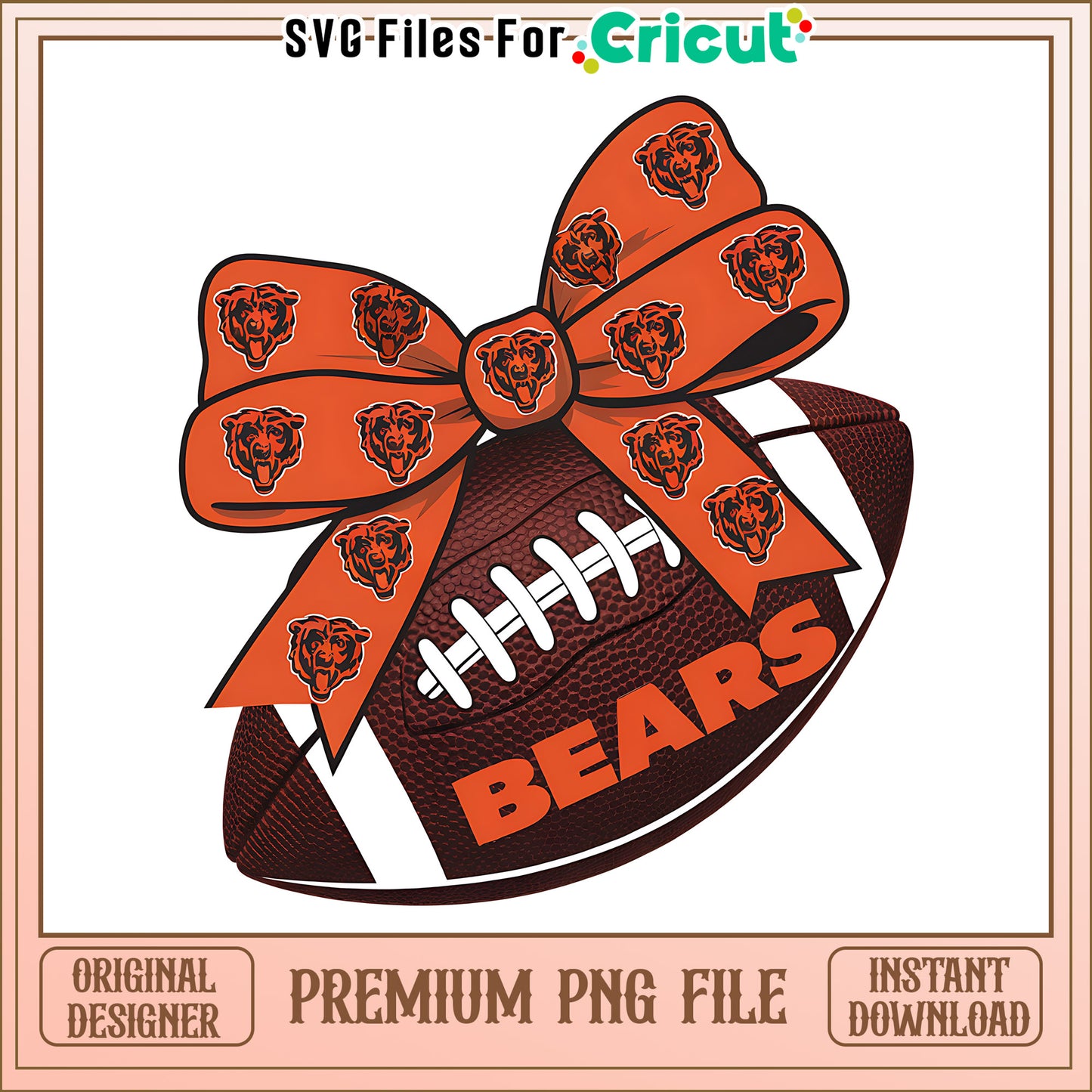 Chicago Bears rugby ball and bow png, Chicago Bears png, NFL png