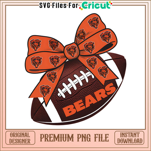 Chicago Bears rugby ball and bow png, Chicago Bears png, NFL png