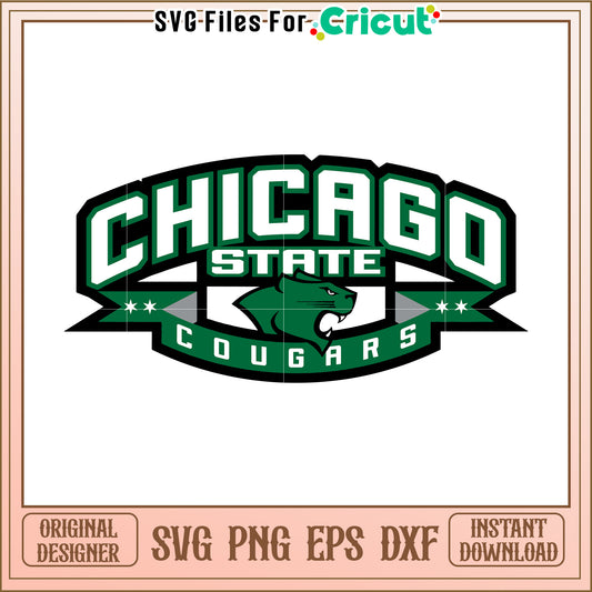 Chicago State Cougars logo design for SVG products, ideal for Cricut projects