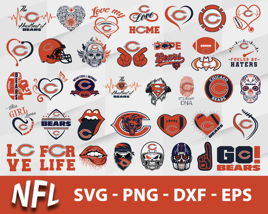 Chicago bears logo nfl bundle svg, chicago bears football svg