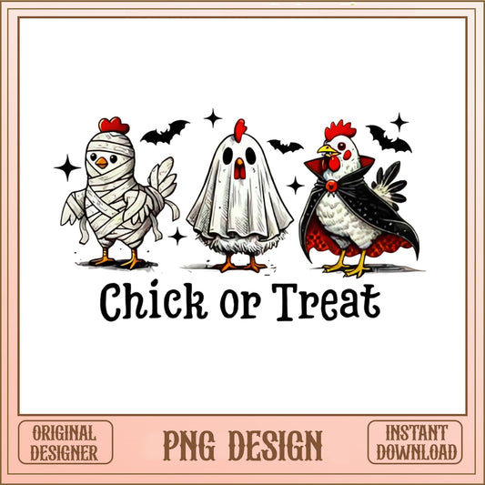 Chick Or Treat Halloween PNG, Funny Chicken Halloween PNG, Spooky PNG
