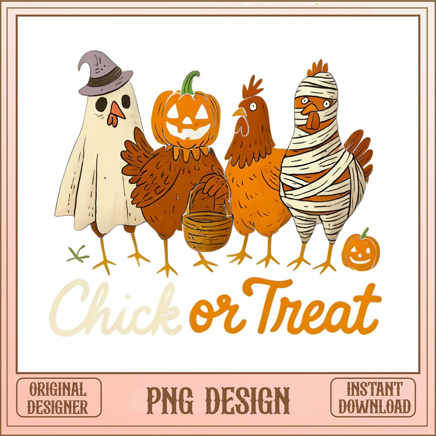 Chick Or Treat Halloween PNG, Funny Chicken PNG, Halloween PNG