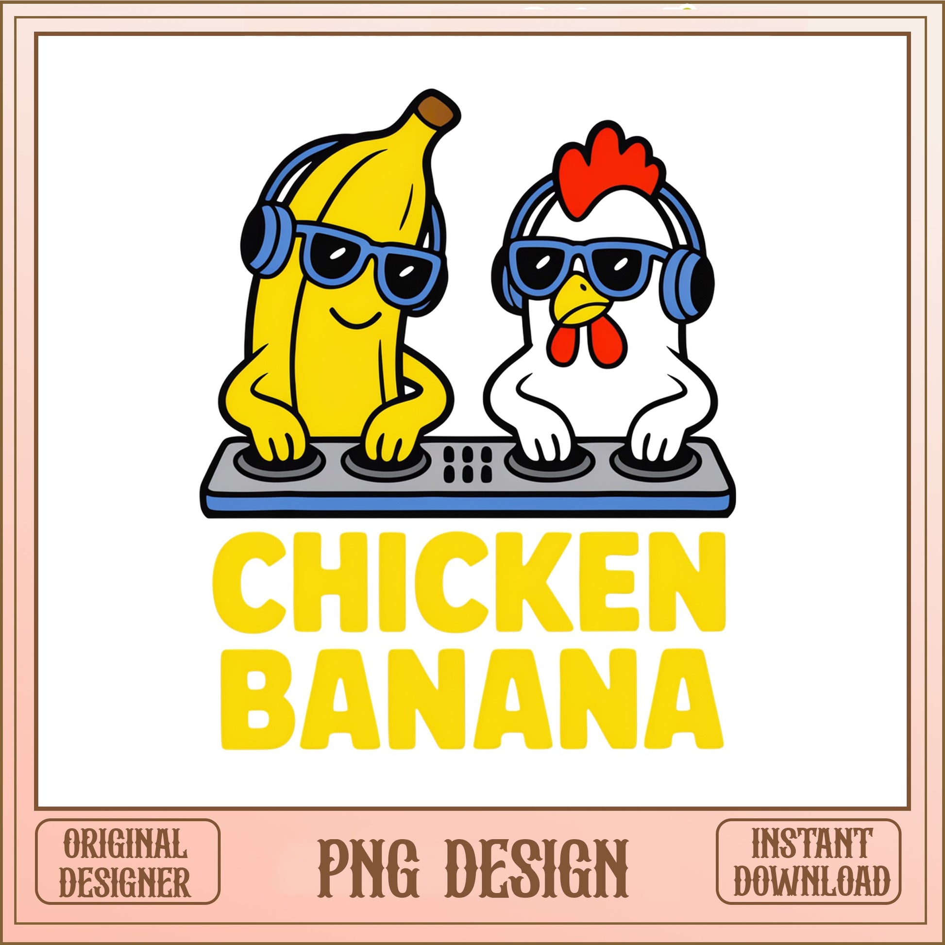 Chicken Banana DJ PNG, Funny Chicken Banana, Cool DJ PNG