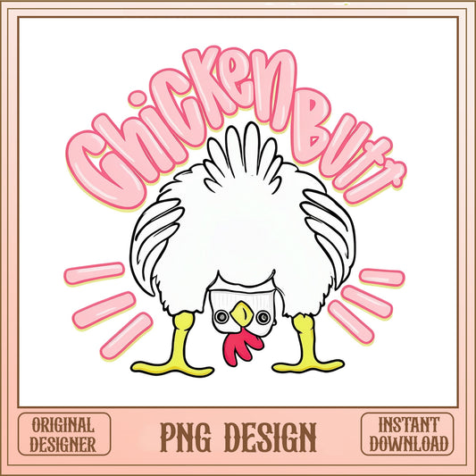 Chicken Butt Funny PNG, Cute Chicken Design, Farm Animal PNG