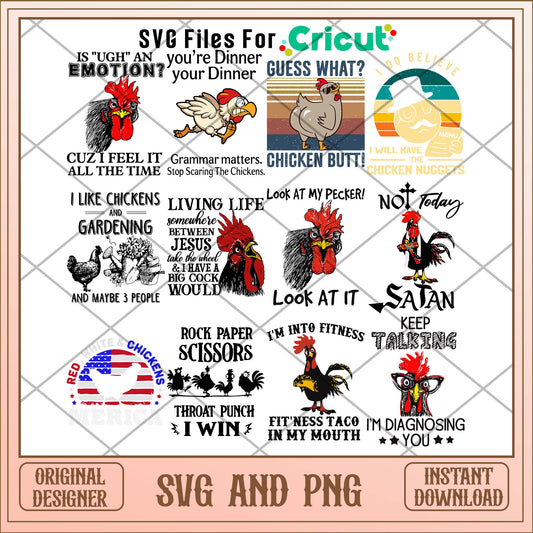 Emotional Chicken spirit svg bundle, Animal svg bundle - Svgfileforcricut