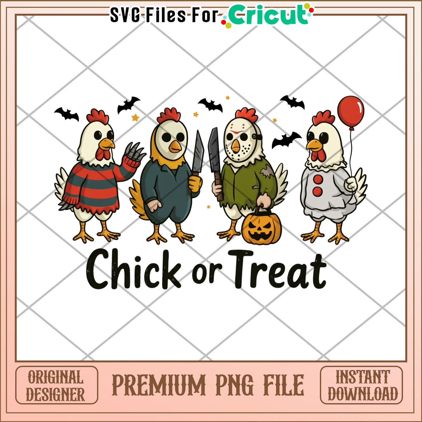 Chick or treat png, halloween design png, horror halloween png