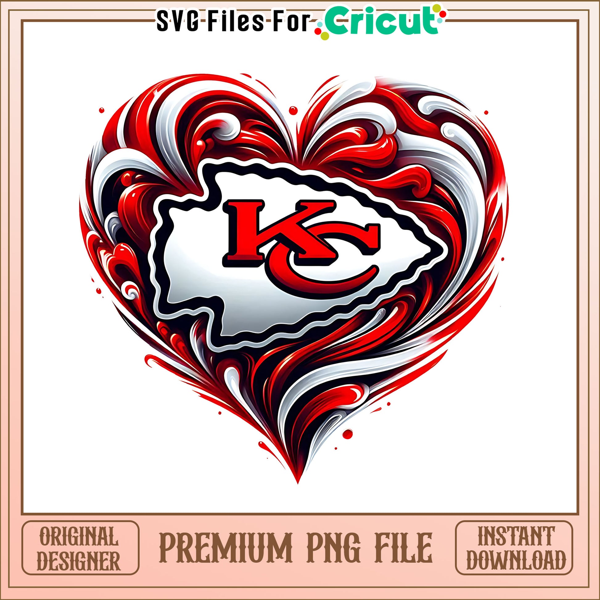 Chiefs logo vintage heart png, Kansas City Chiefs png, NFL png