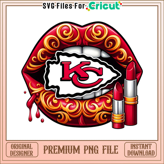 Chiefs vintage lips design png, Kansas City Chiefs png, NFL png