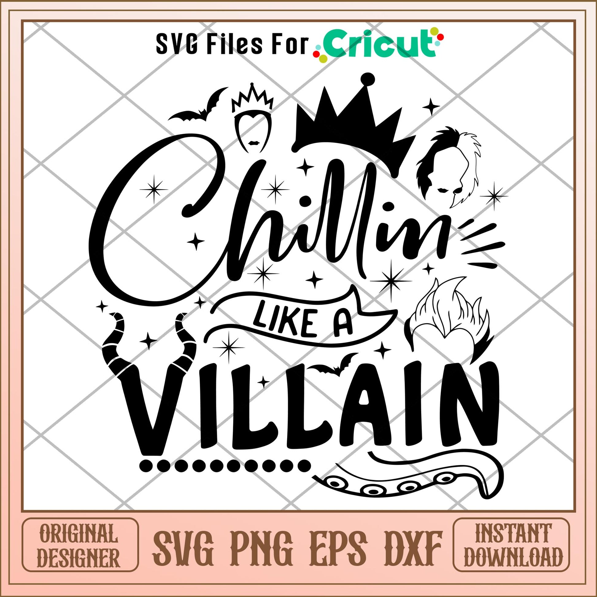 Chillin' Like a Villain characters svg, Disney characters svg, Digital Download