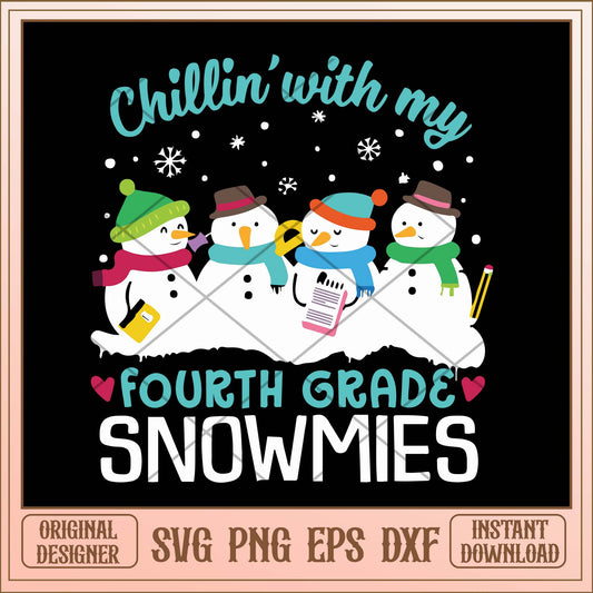 Chillin with my fourth grade snowmies svg, Christmas quotes svg bundle