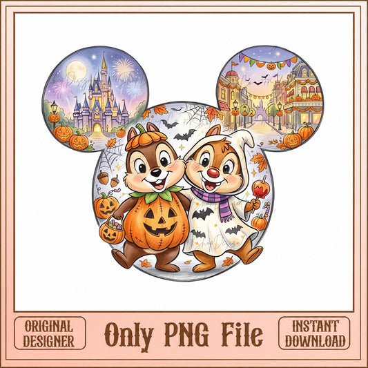Chip And Dale Halloween PNG, Disney Fall Chipmunks, PNG File