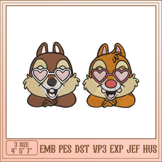 Chipmunk Embroidery Design 3 Sizes