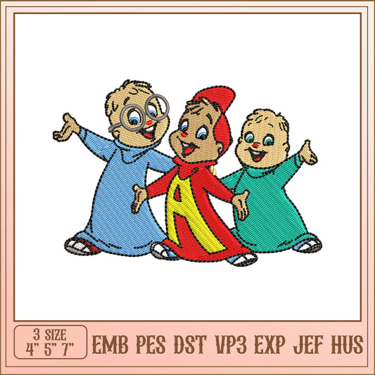 Chipmunk Embroidery Design 3 Sizes EMB PES DST
