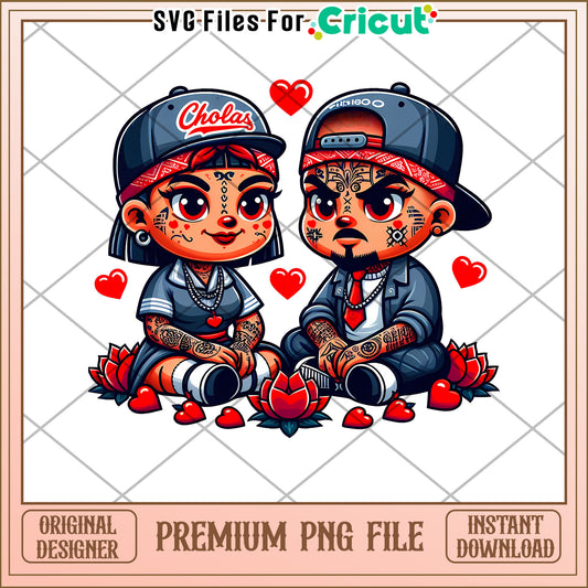 Chola Couple PNG Cricut Design