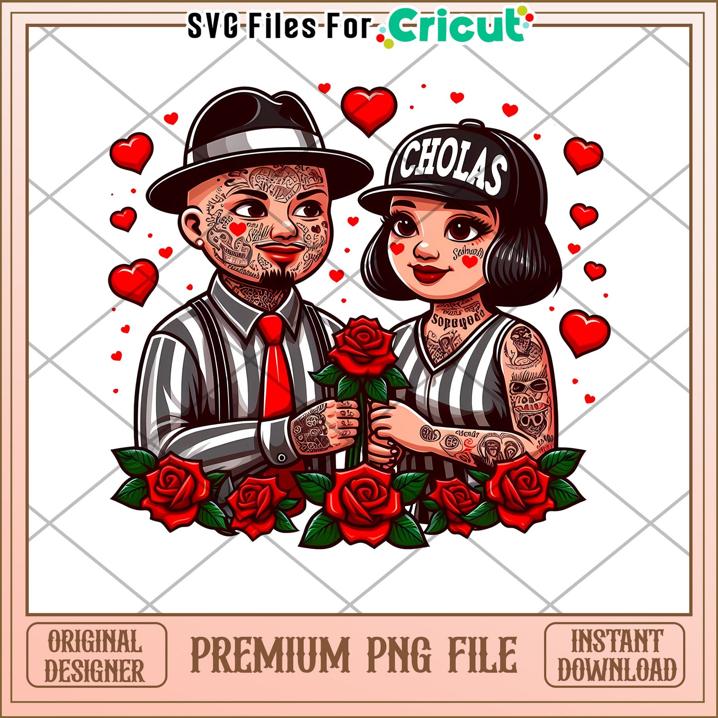 Chola Couple Valentines PNG Design