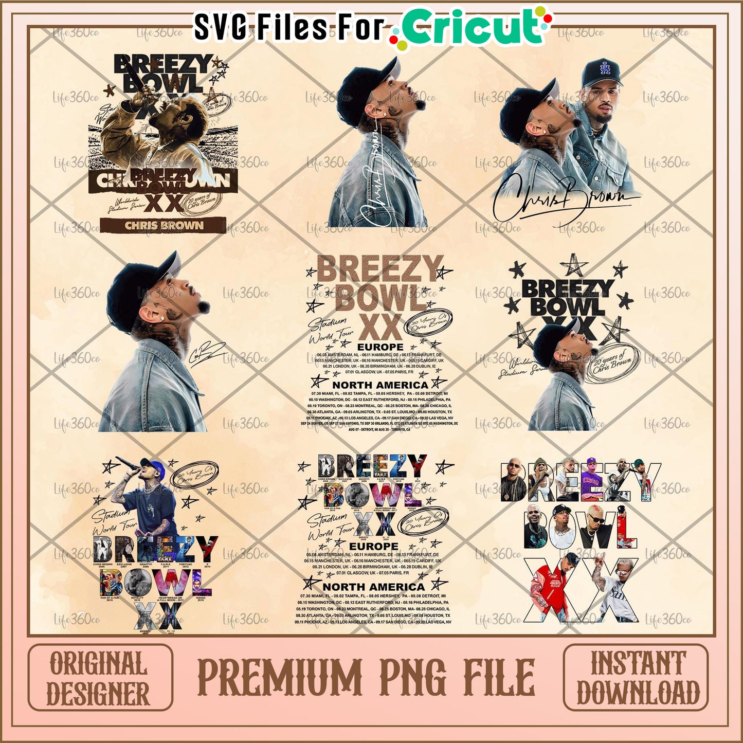 Chris Brown Breezy Bowl XX Tour 2025 Png Bundle, Breezy Bowl Png