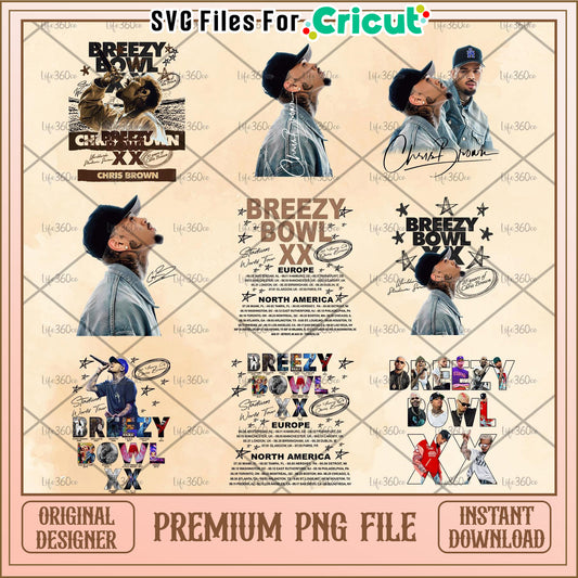 Chris Brown Breezy Bowl XX Tour 2025 Png Bundle, Breezy Bowl Png