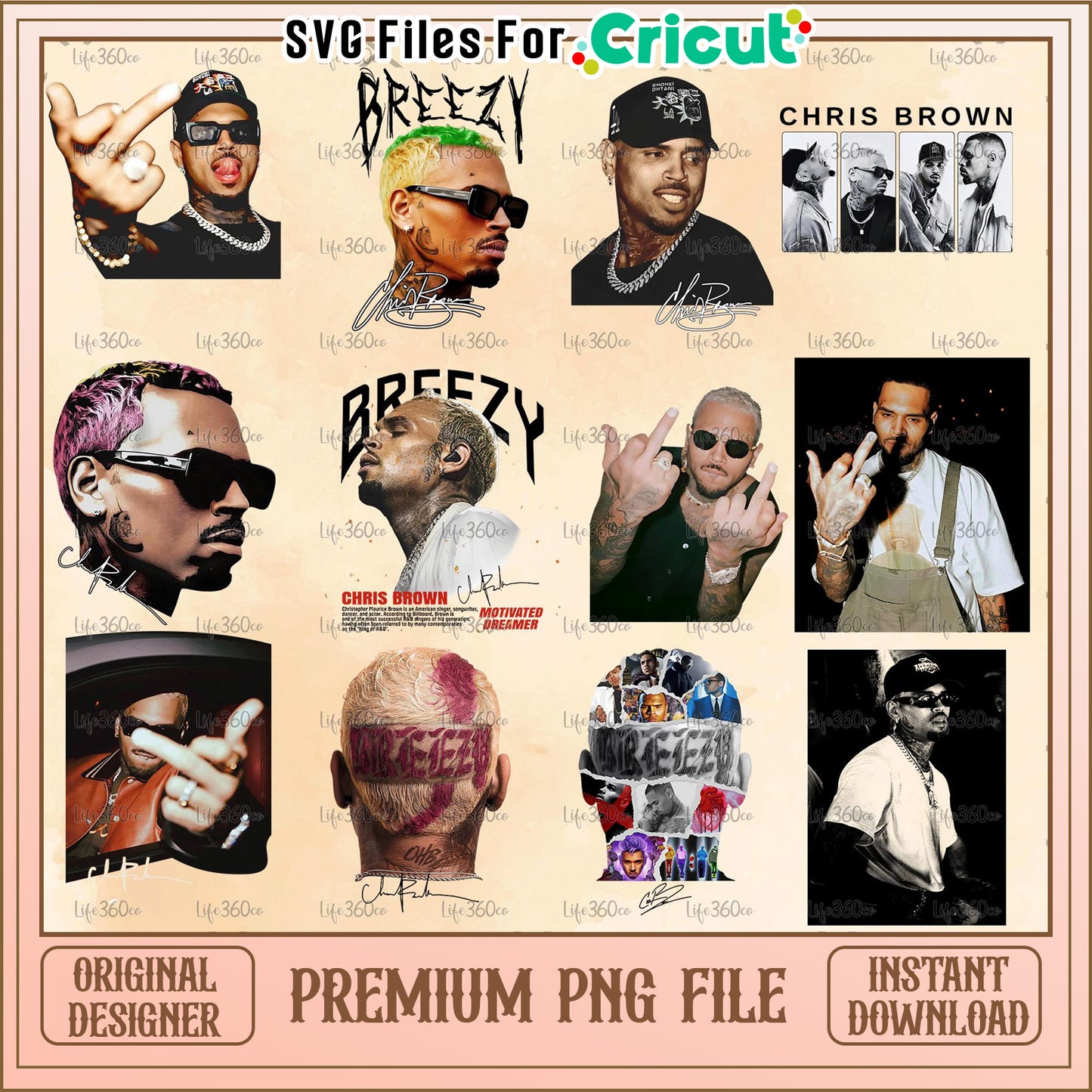 Chris Brown PNG Bundle, Breezy Inspired Sublimation Designs