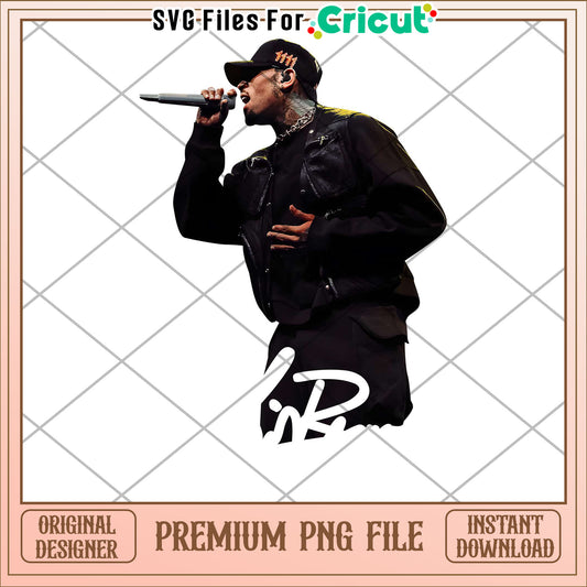 Chris brown front black png, rnb singer design png, hip hop style png