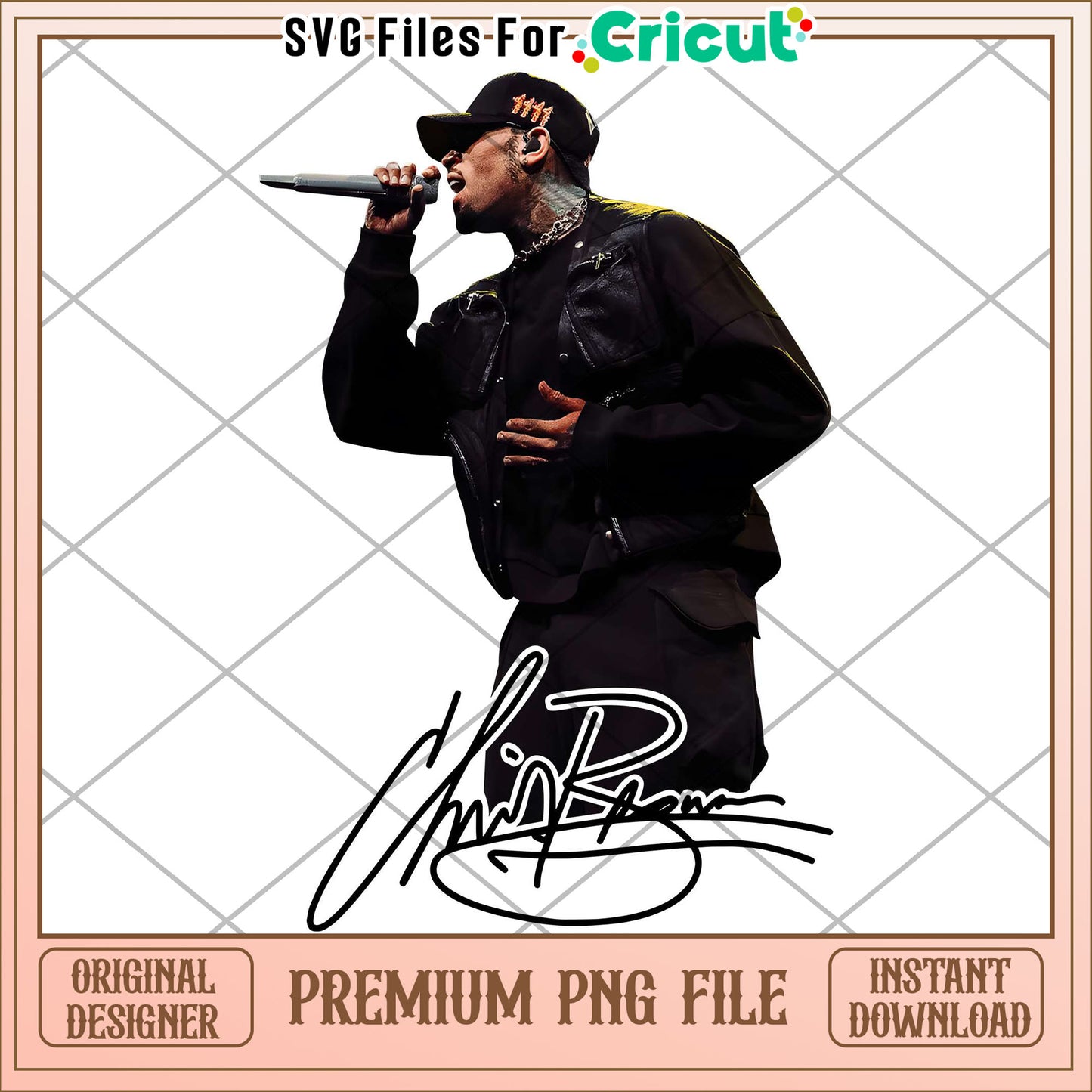 Chris brown front white png, rnb artist design png, hip hop style png