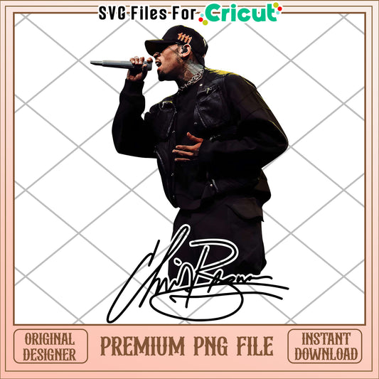 Chris brown front white png, rnb artist design png, hip hop style png
